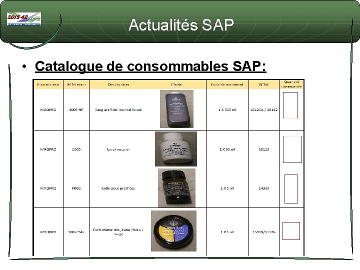Actualités SAP • Catalogue de consommables SAP: 