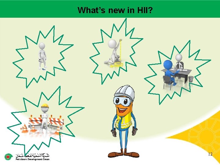 Main contractor name – LTI# - new Date ofin incident What’s HII? 12 