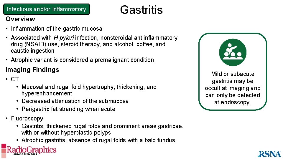Infectious and/or Inflammatory Overview Gastritis • Inflammation of the gastric mucosa • Associated with