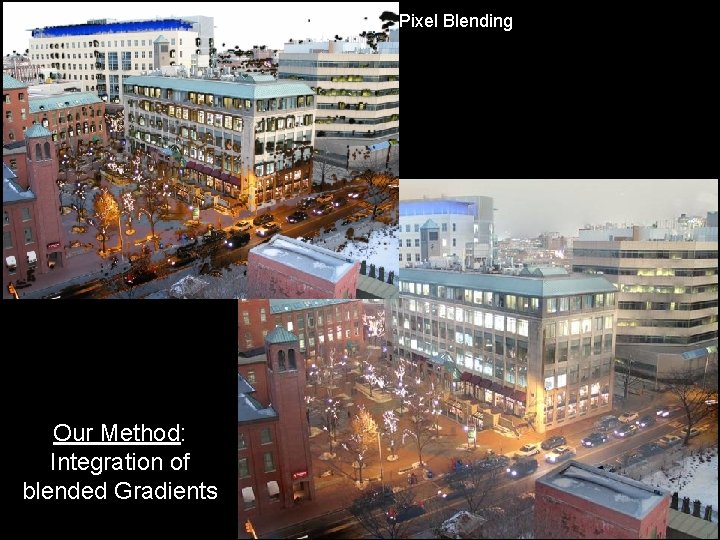 Pixel Blending Our Method: Integration of blended Gradients Ramesh Raskar, Comp. Photo Class Northeastern,
