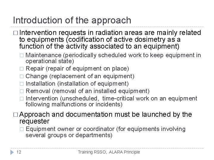 Introduction of the approach � Intervention requests in radiation areas are mainly related to Introduction of the approach � Intervention requests in radiation areas are mainly related to