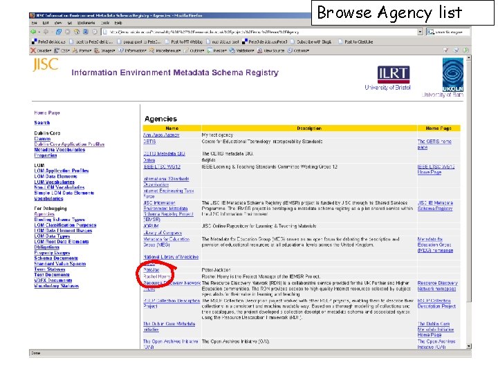 Browse Agency list 