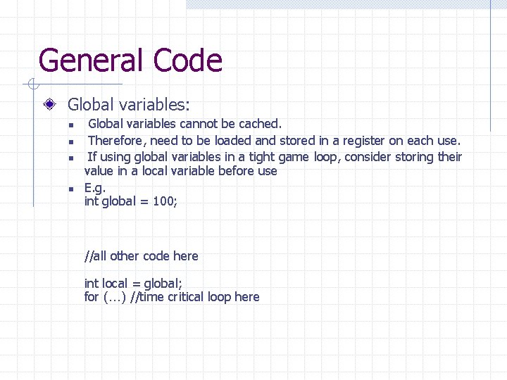 Optimised CC Overview of DS General code Functions