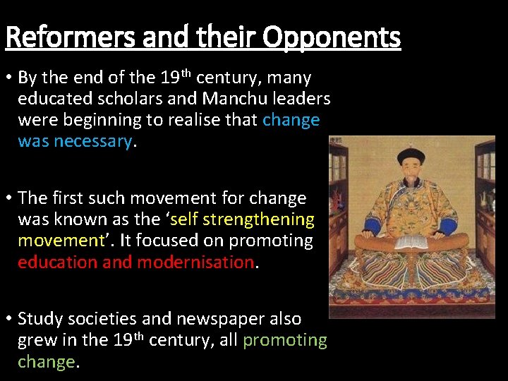 Reformers and their Opponents • By the end of the 19 th century, many