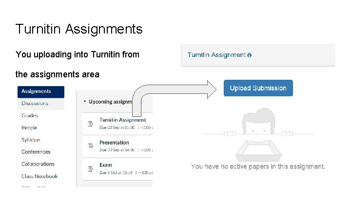 Turnitin Assignments You uploading into Turnitin from the assignments area 