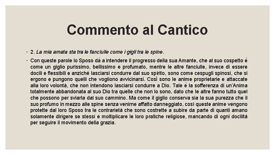 Commento al Cantico ◦ 2. La mia amata sta tra le fanciulle come i