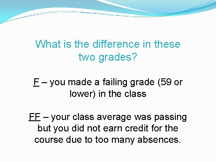 What is the difference in these two grades? F – you made a failing