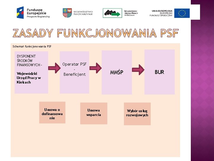 Schemat funkcjonowania PSF DYSPONENT ŚRODKÓW FINANSOWYCH – Wojewódzki Urząd Pracy w Kielcach Operator PSF