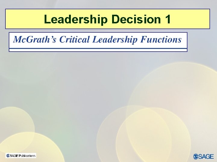 Leadership Decision 1 