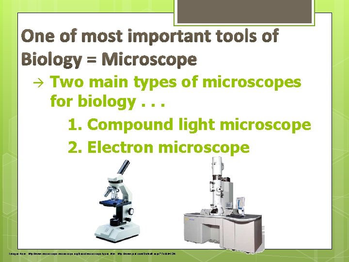 Microscopes One of most important tools of Biology