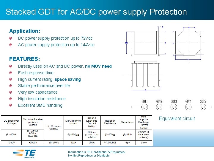 Stacked GDT for AC/DC power supply Protection Application: DC power supply protection up to