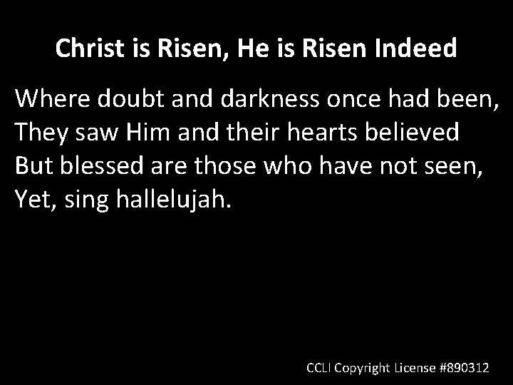 Christ is Risen, He is Risen Indeed Where doubt and darkness once had been,