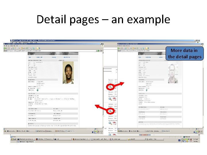 Detail pages – an example More data in the detail pages A list page