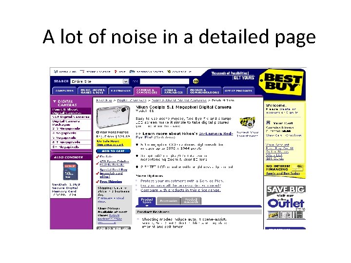 A lot of noise in a detailed page 