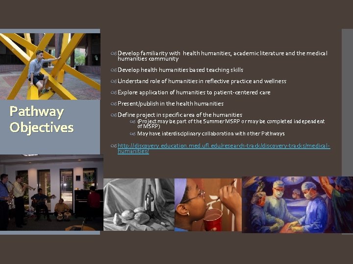  Develop familiarity with health humanities, academic literature and the medical humanities community Develop