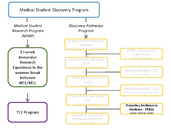Medical Student Discovery Program Medical Student Research Program (MSRP) Discovery Pathways Program Business and