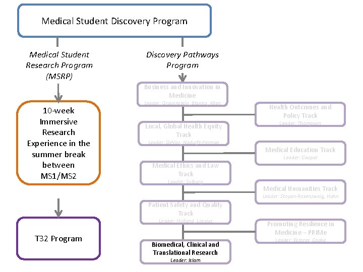 Medical Student Discovery Program Medical Student Research Program (MSRP) Discovery Pathways Program Business and