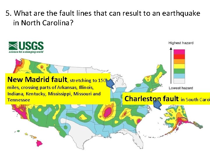 5. What are the fault lines that can result to an earthquake in North