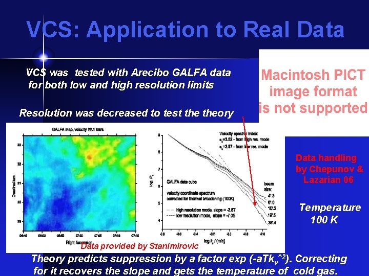 VCS: Application to Real Data. VCS was tested with Arecibo GALFA data for both