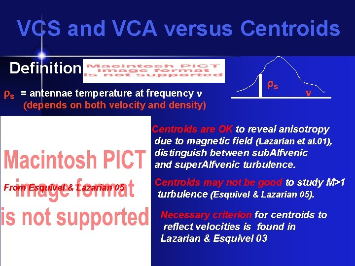 VCS and VCA versus Centroids Definition: rs = antennae temperature at frequency n (depends