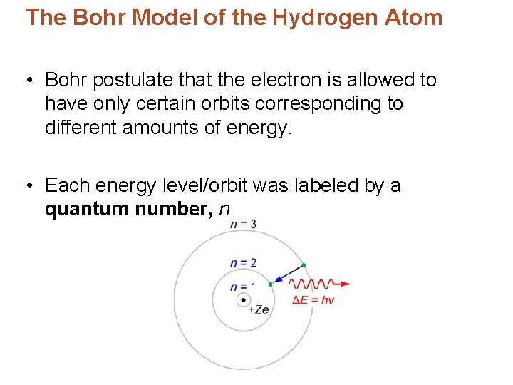 The Bohr Model of the Hydrogen Atom • Bohr postulate that the electron is