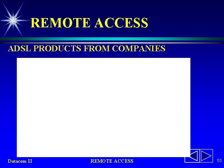 REMOTE ACCESS ADSL PRODUCTS FROM COMPANIES Datacom II REMOTE ACCESS 55 