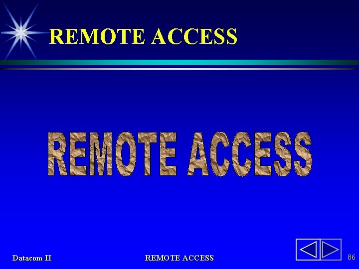 REMOTE ACCESS Datacom II REMOTE ACCESS 86 