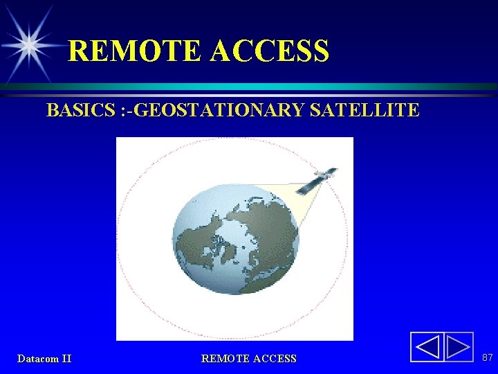 REMOTE ACCESS BASICS : -GEOSTATIONARY SATELLITE Datacom II REMOTE ACCESS 87 