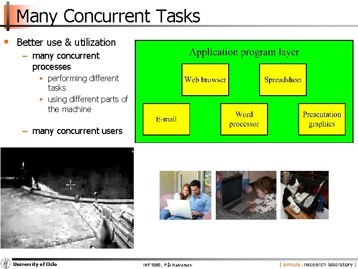 Many Concurrent Tasks § Better use & utilization − many concurrent processes • performing