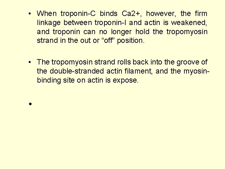  • When troponin-C binds Ca 2+, however, the firm linkage between troponin-I and