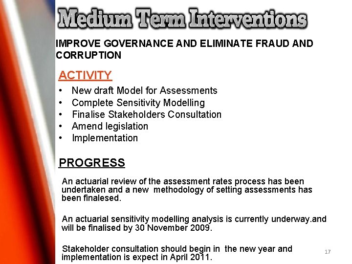 IMPROVE GOVERNANCE AND ELIMINATE FRAUD AND CORRUPTION ACTIVITY • • • New draft Model IMPROVE GOVERNANCE AND ELIMINATE FRAUD AND CORRUPTION ACTIVITY • • • New draft Model