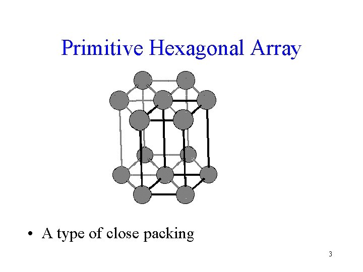 Primitive Hexagonal Array • A type of close packing 3 