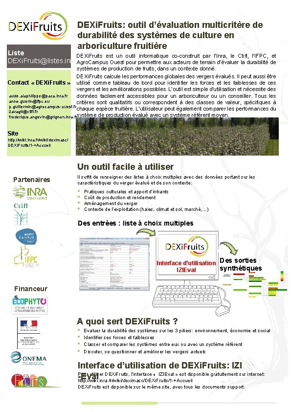 DEXi. Fruits: outil d’évaluation multicritère de durabilité des systèmes de culture en arboriculture fruitière
