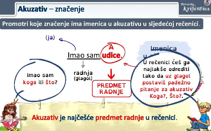 Akuzativ – značenje Promotri koje značenje ima imenica u akuzativu u sljedećoj rečenici. Imao