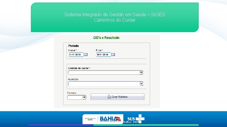 Sistema Integrado de Gestão em Saúde – SIGES Caminhos do Cuidar Diretoria de Modernização