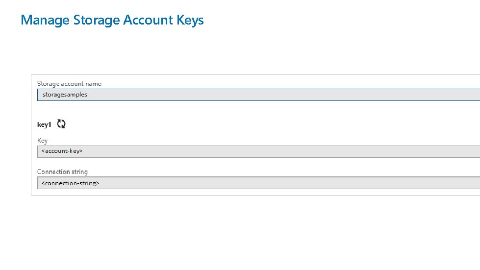 Manage Storage Account Keys 