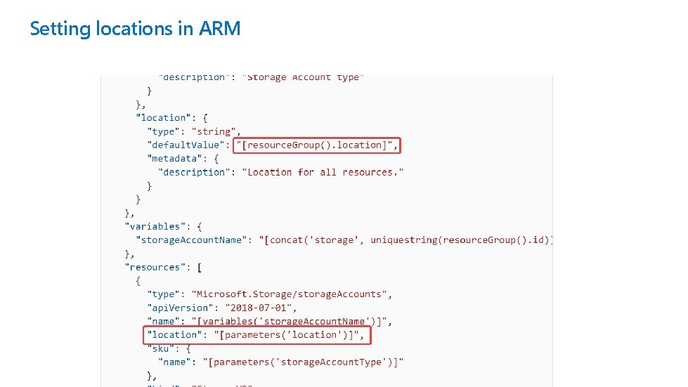 Setting locations in ARM 