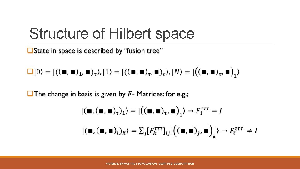 Structure of Hilbert space VATSHAL SRIVASTAV | TOPOLOGICAL QUANTUM COMPUTATION 