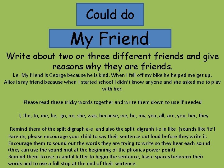 Friend Sentence Thursday Rainbow Fish became good friends with all