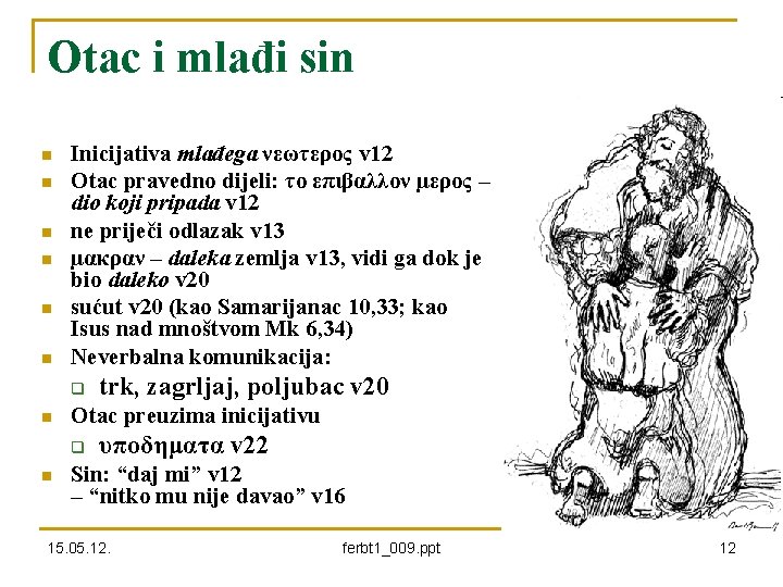 Otac i mlađi sin n n n Inicijativa mlađega νεωτερος v 12 Otac pravedno