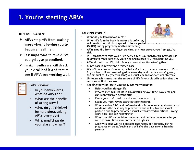1. You’re starting ARVs KEY MESSAGES: Ø ARVs stop HIV from making more virus,