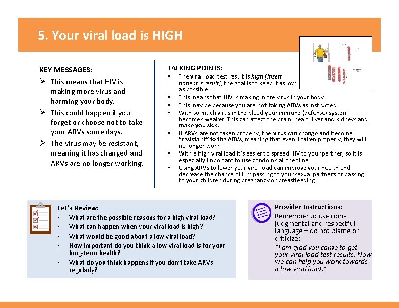 5. Your viral load is HIGH KEY MESSAGES: Ø This means that HIV is
