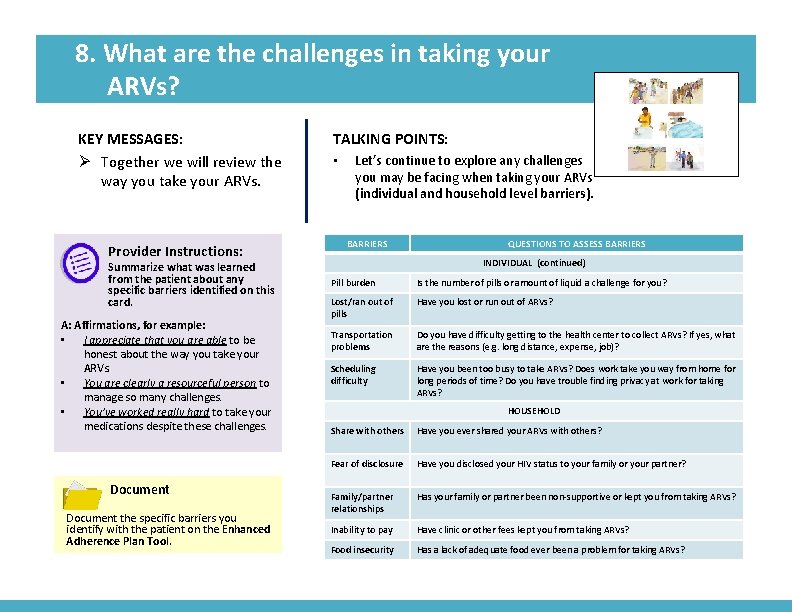 8. What are the challenges in taking your ARVs? KEY MESSAGES: Ø Together we