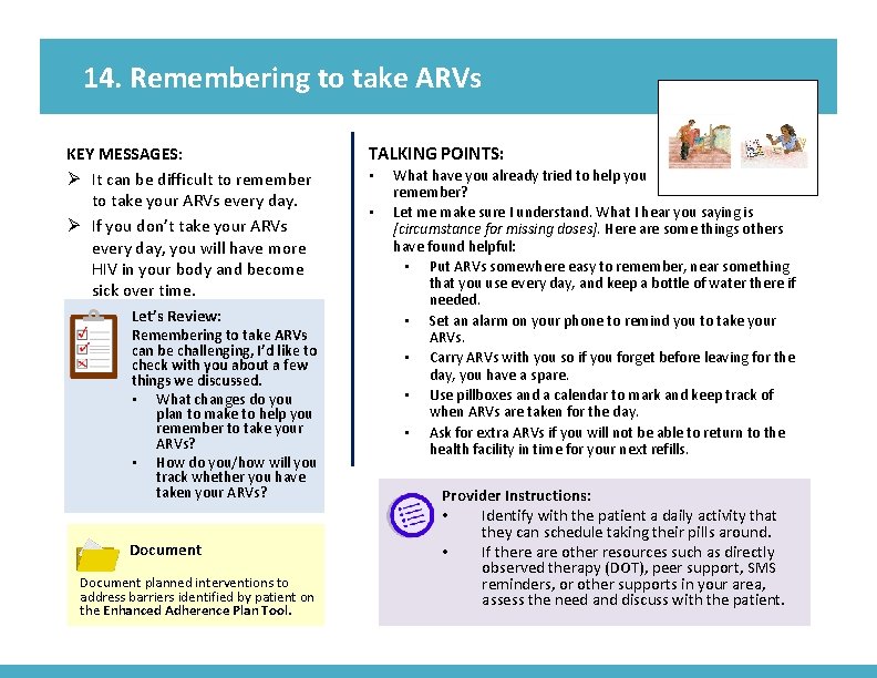 14. Remembering to take ARVs KEY MESSAGES: Ø It can be difficult to remember