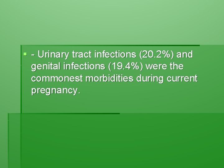 § - Urinary tract infections (20. 2%) and genital infections (19. 4%) were the