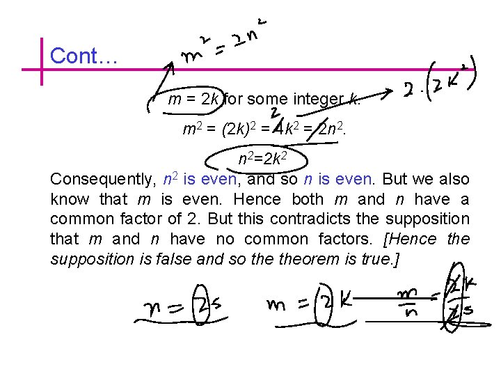 Cont… m = 2 k for some integer k. m 2 = (2 k)2