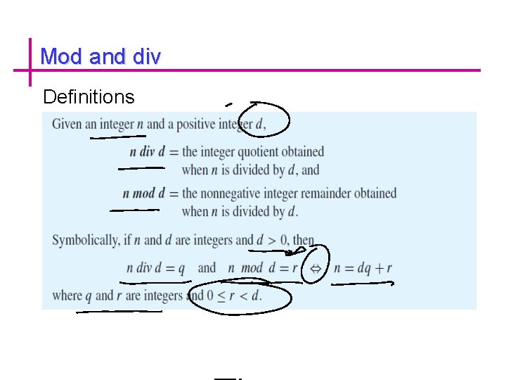 Mod and div Definitions 