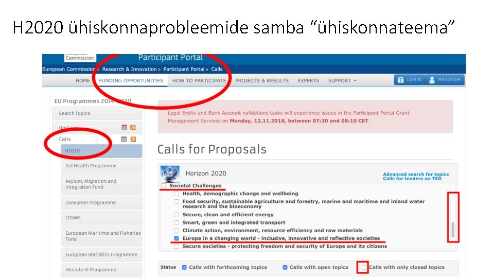 H 2020 ühiskonnaprobleemide samba “ühiskonnateema” 