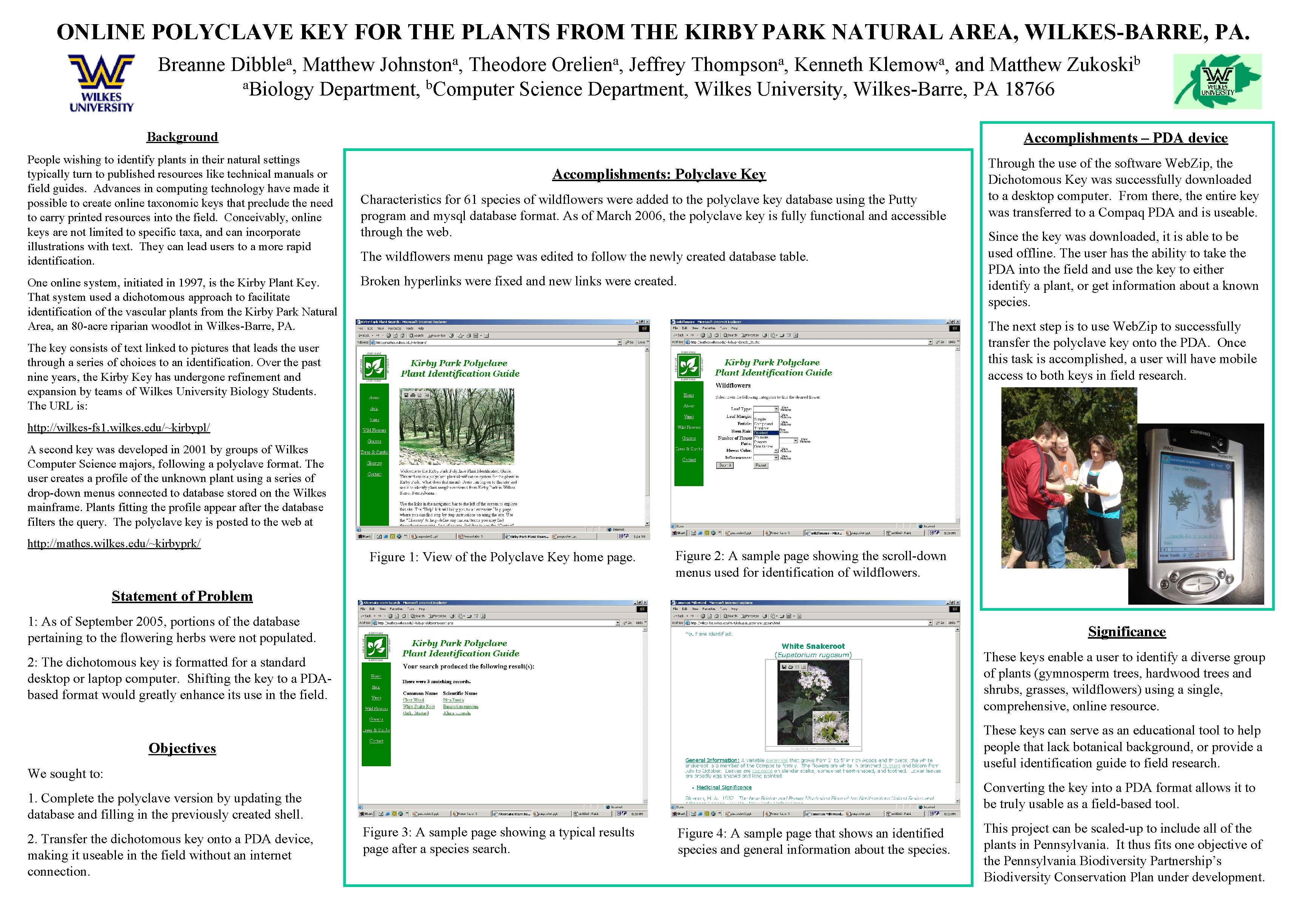 ONLINE POLYCLAVE KEY FOR THE PLANTS FROM THE KIRBY PARK NATURAL AREA, WILKES-BARRE, PA.