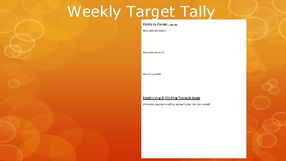Weekly Target Tally 